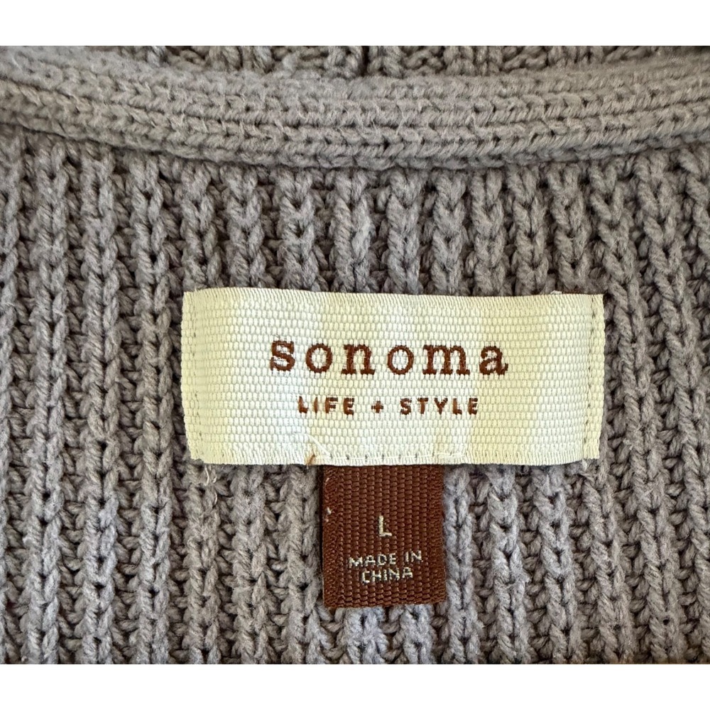 Sonoma Open Front Knit Sleeveless Cardigan Vest Womens Large Gray Cottagecore - Picture 3 of 9